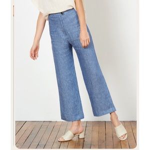 Mara Hoffman Arlene pant - striped linen - size 4 - wide leg - denim blue